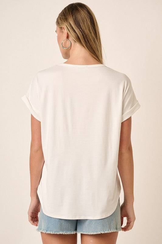 Ivory Rolled Sleeve Top