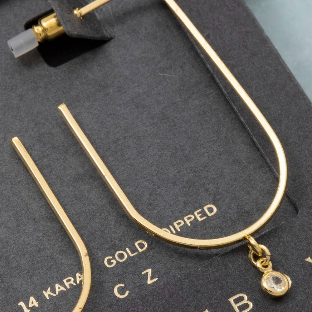 Secret Box Gold Dipped Cz Thin Hoop Earrings