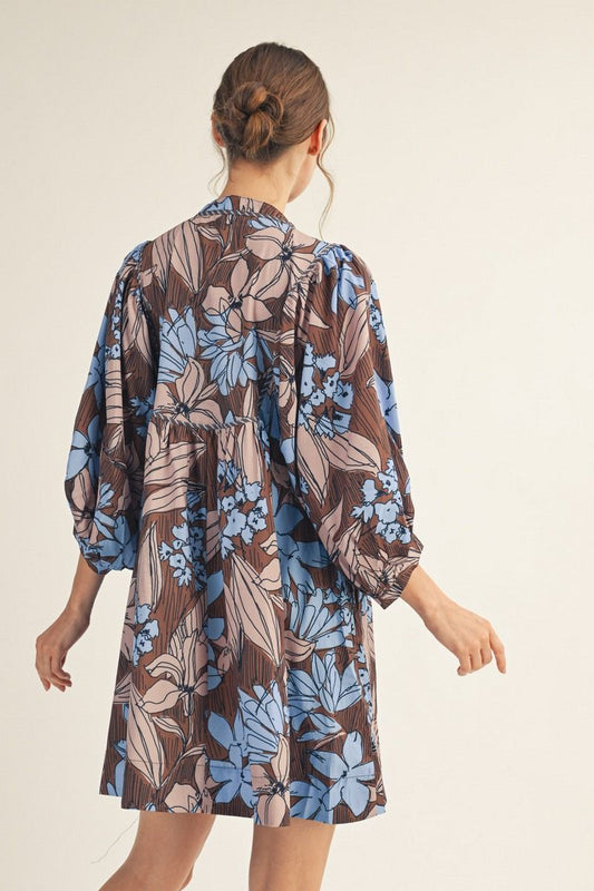 Blue/Brown Floral Dress