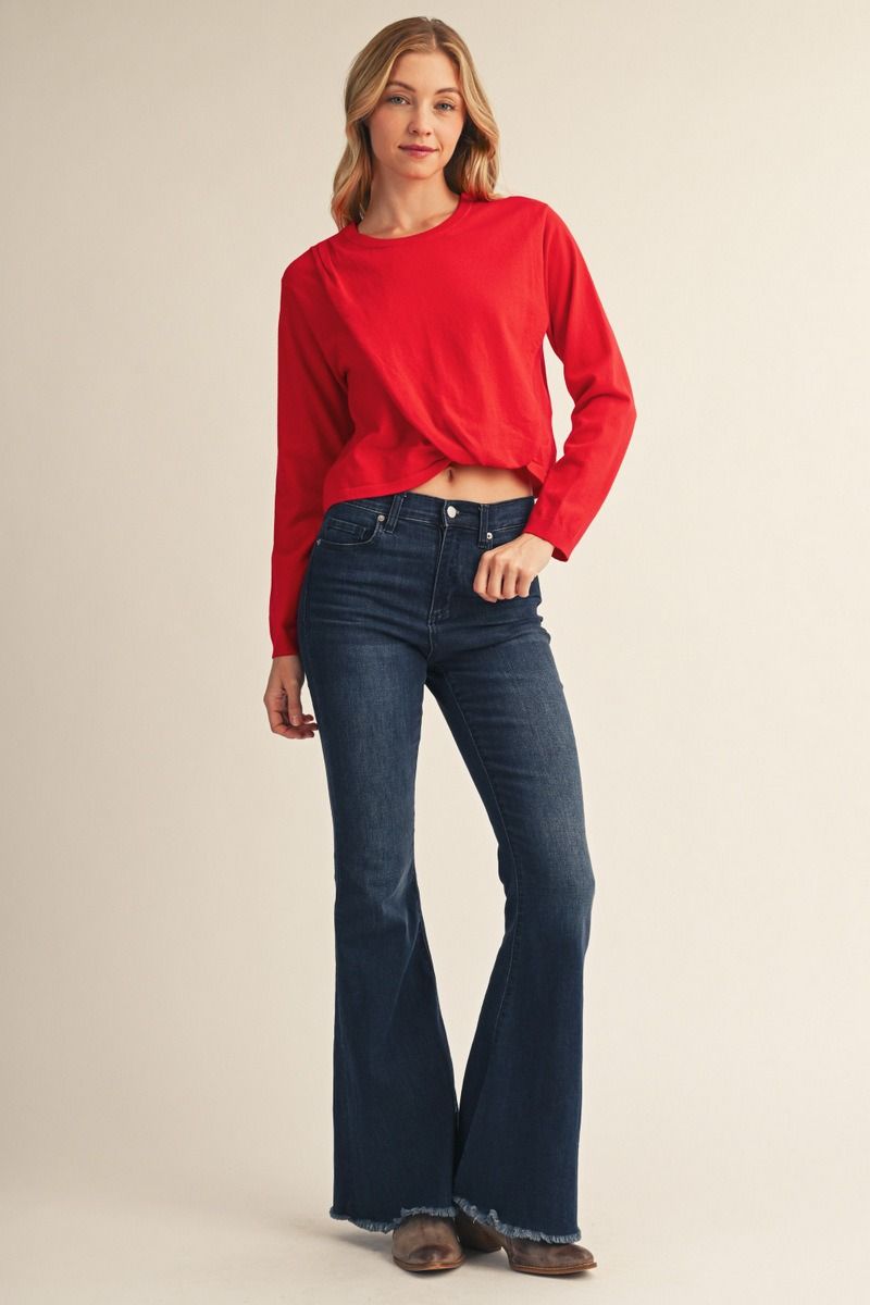 Cream/Red Twist Top