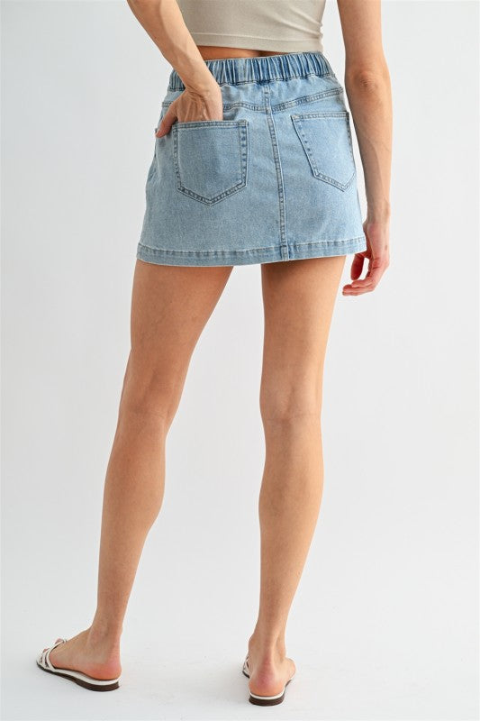 HighRise Pull-on Denim Skirt