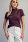 Red Bean Mock Neck Short Sleeve