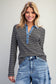 Black Striped Denim Contrast Top