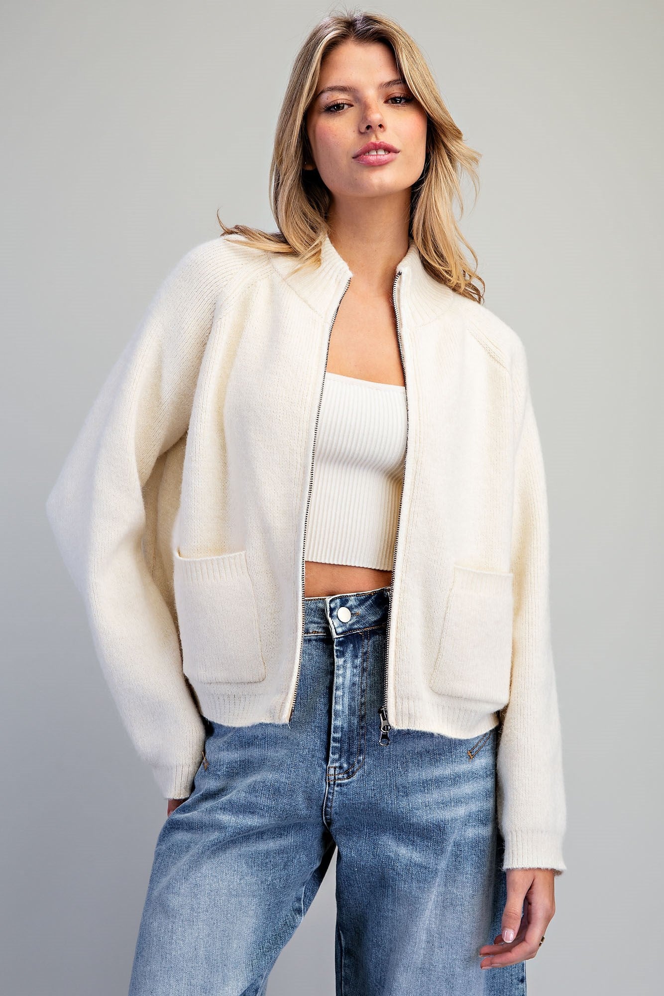Snow Latte Zip Cardi