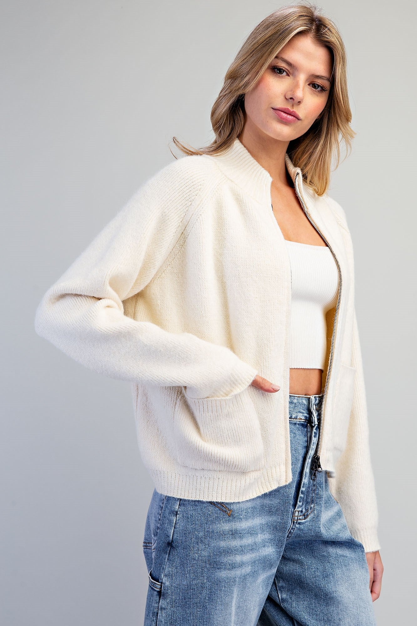 Snow Latte Zip Cardi