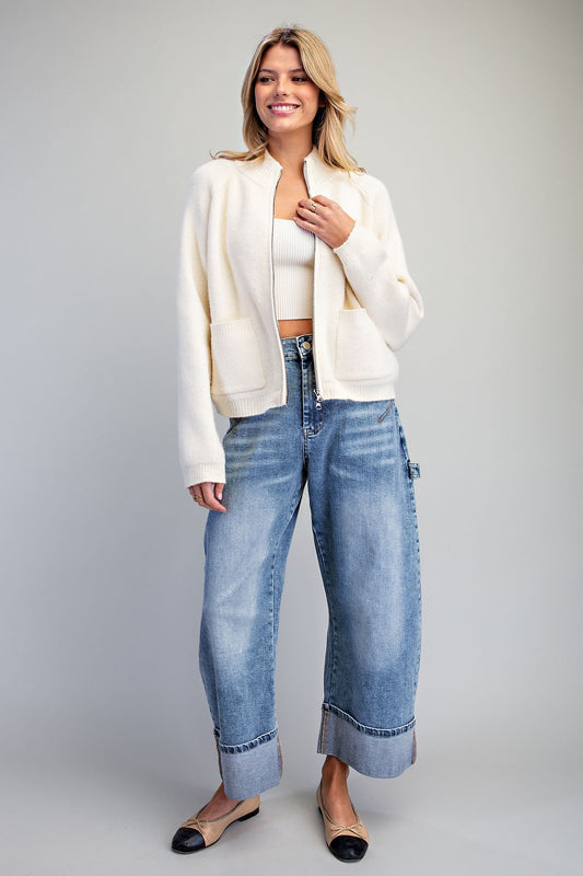 Snow Latte Zip Cardi