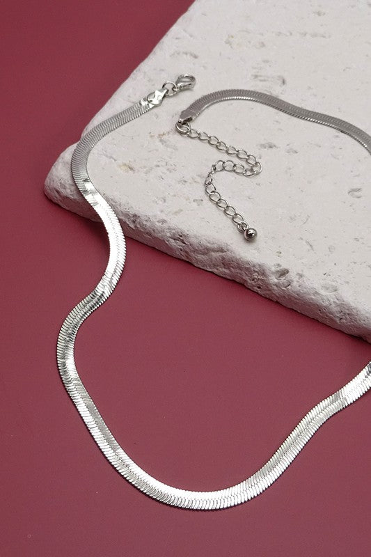 Silver Classic Herringbone Necklace