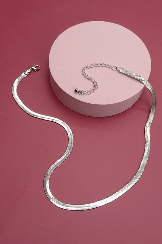 Silver Classic Herringbone Necklace