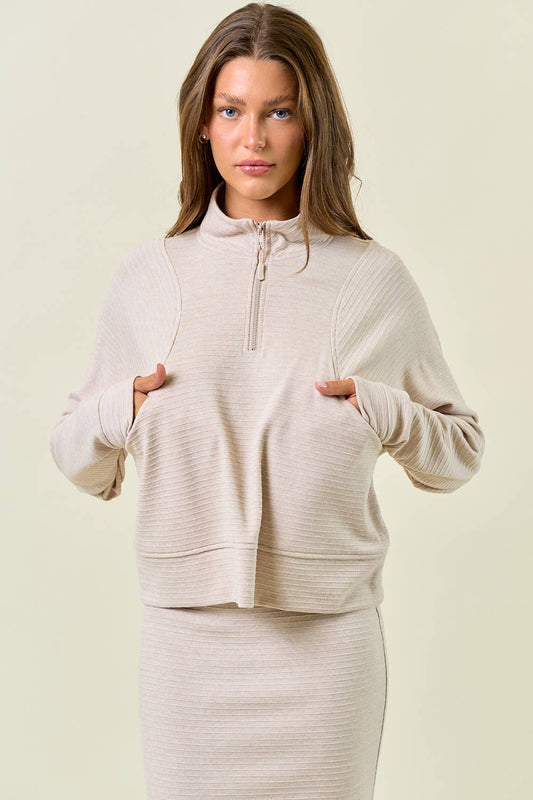 Striped Textured Oat Pullover