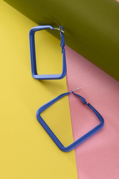 Periwinkle/Hot Pink Rectangle Hoops