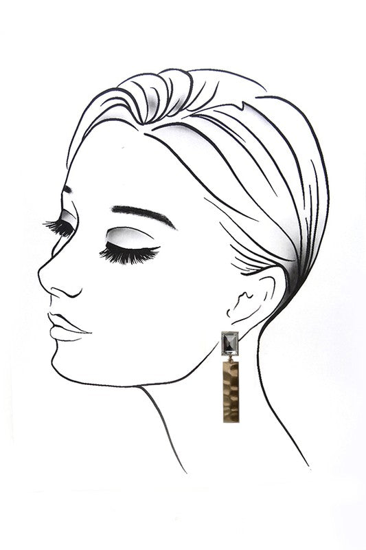 Stone Rectangle Drop Earrings