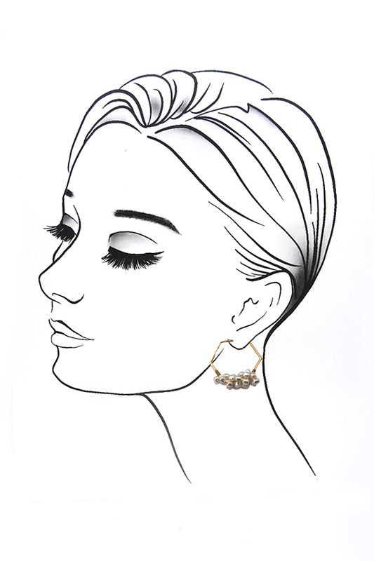 Hexagon Pearl Earrings