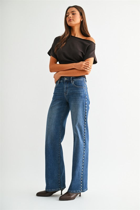 Mid-Rise Embellished Side Mica