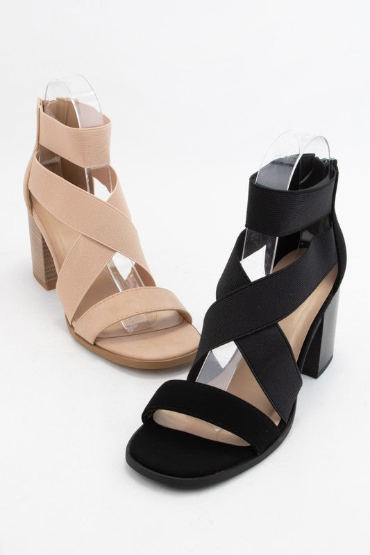 Stretchable Nude Block Heel