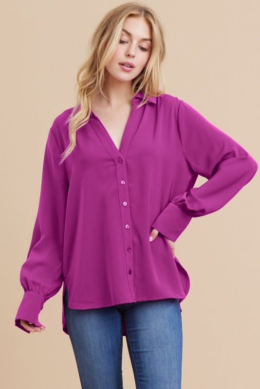 Orchid Button Down Curve Top