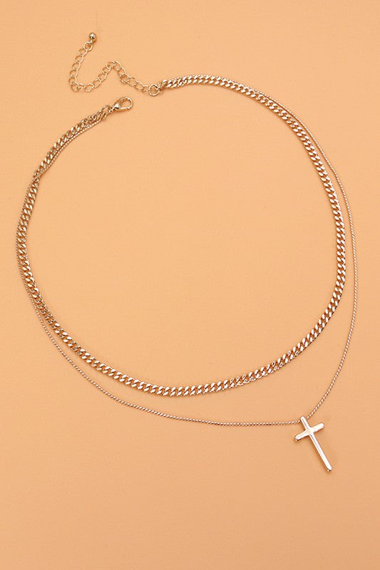 Double Layer Cross necklace