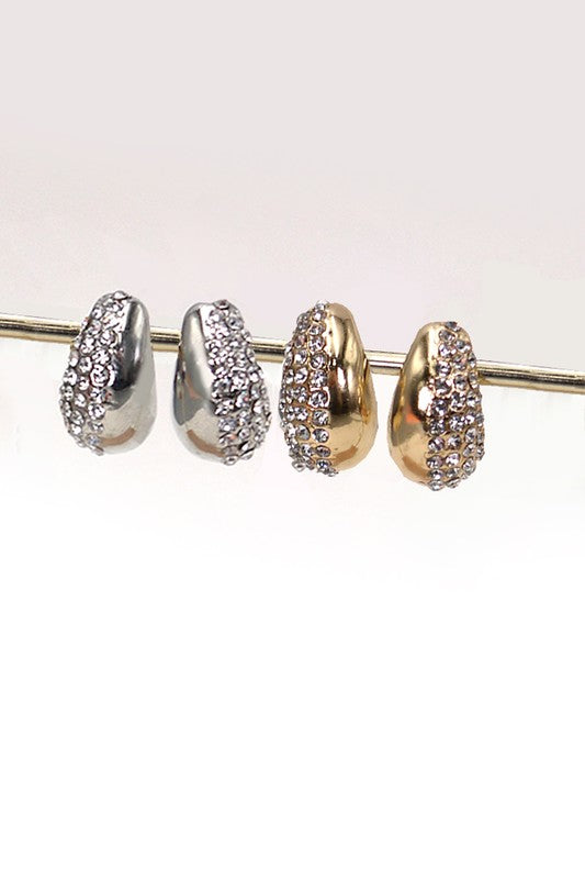 Rhinestone Moon Hoops
