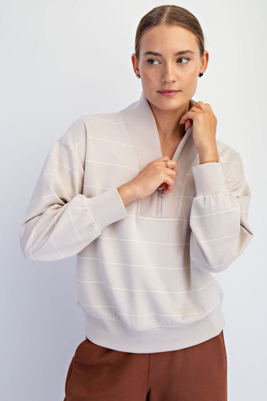 Mocha/Cream Striped Pullover