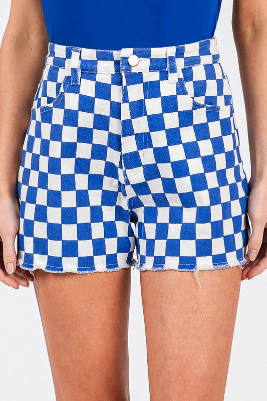 Royal Blue/Red Checked Shorts