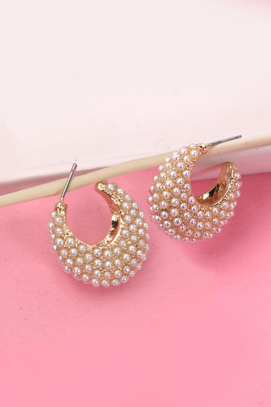 Pearl Half Moon Earrings