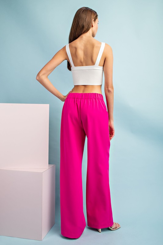 Hot Pink Solid Pants