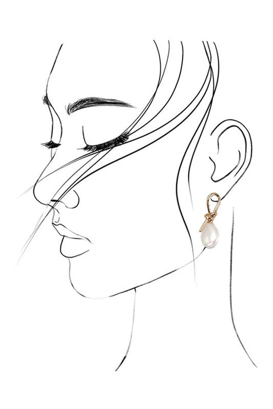 Wired Knot Pearl Earrings