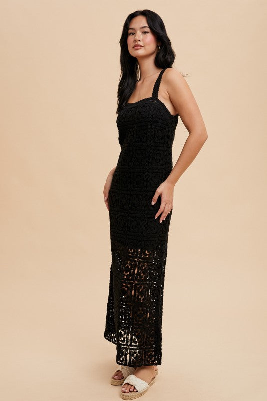 Black Crochet Maxi