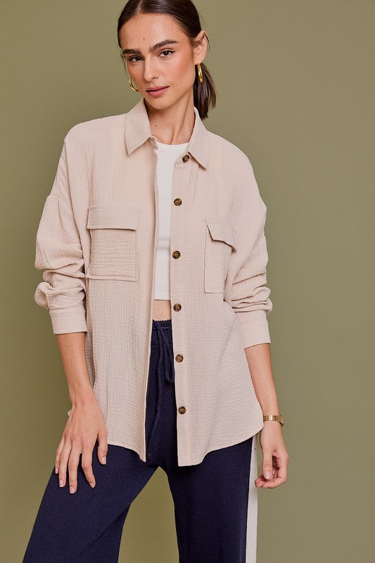 Oat Pocket Shirt Top