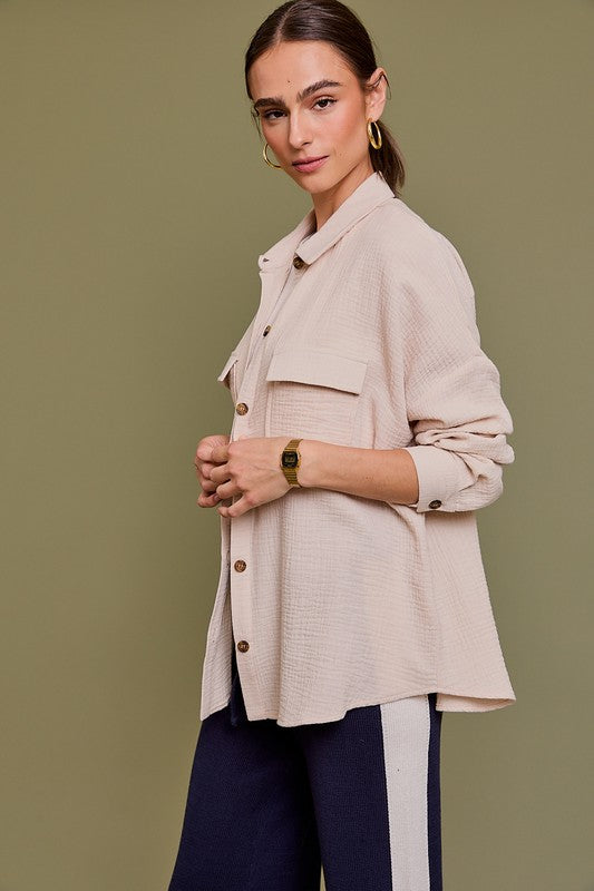 Oat Pocket Shirt Top