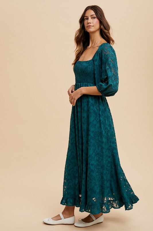 Hunter Green Floral Holiday Dress