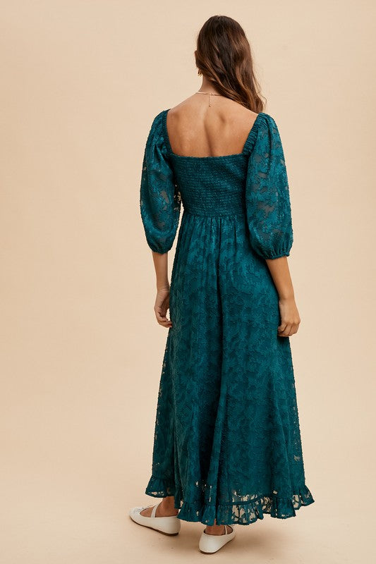 Hunter Green Floral Holiday Dress