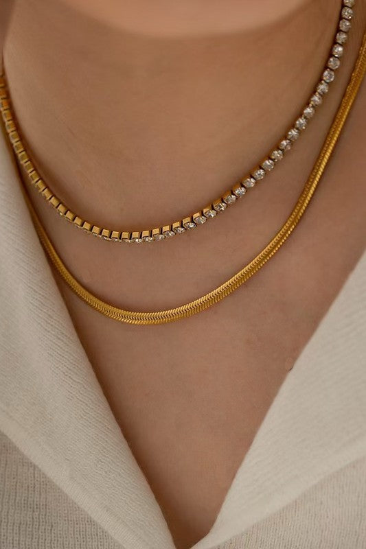 Rhinestone Snake Link Necklace