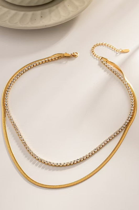 Rhinestone Snake Link Necklace