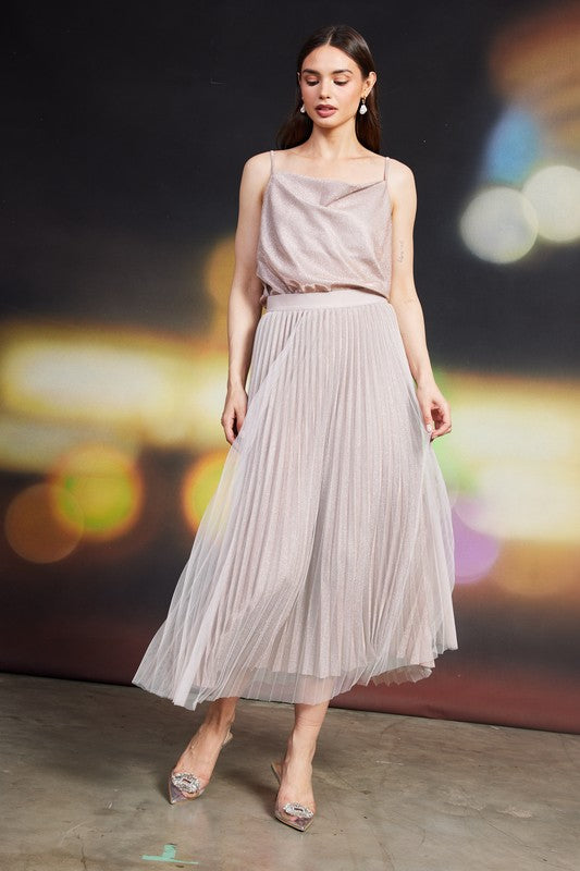 Blush Pleated Skirt