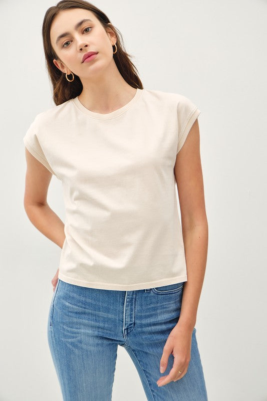 Beige Acid Wash Top