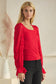 Red Contrast Jacquard Top
