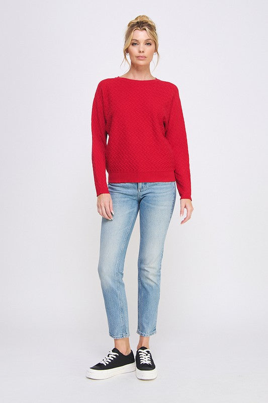 Red Herringbone Sweater