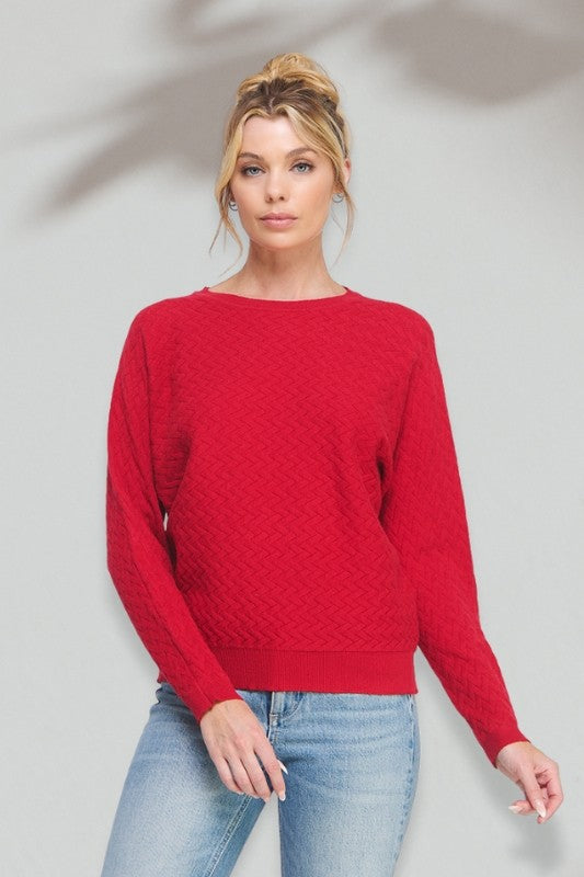 Red Herringbone Sweater