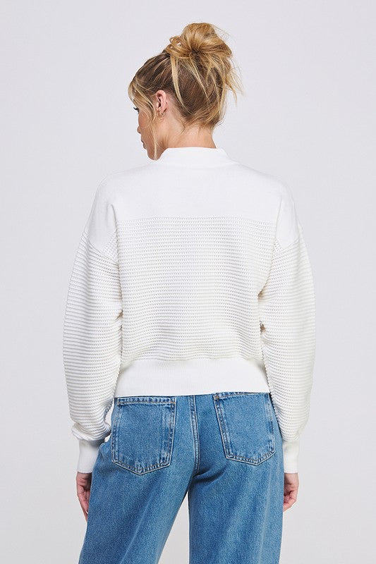 Off-White/Black Dolman HalfZip