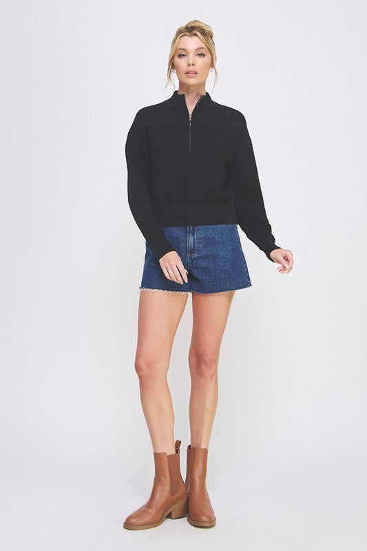 Off-White/Black Dolman HalfZip