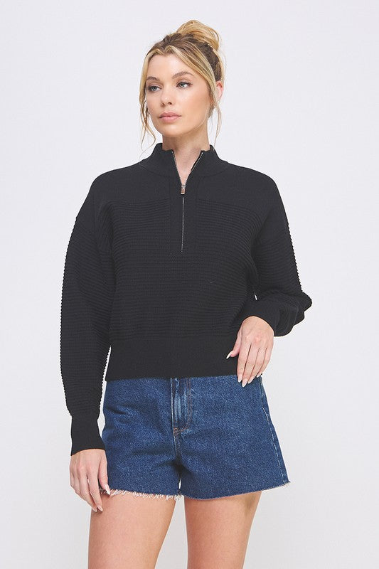 Off-White/Black Dolman HalfZip