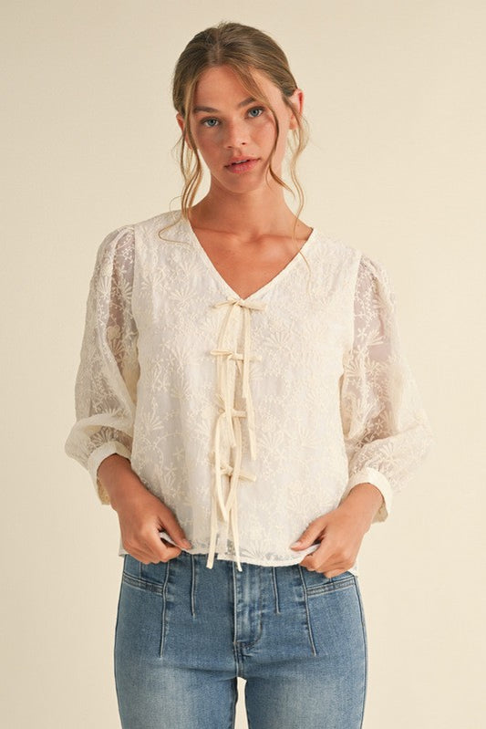Natural 3/4 Sleeved Top