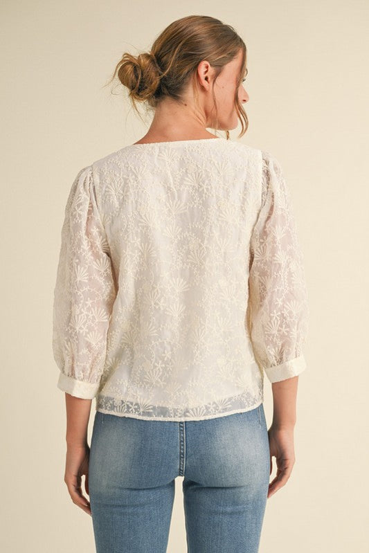 Natural 3/4 Sleeved Top