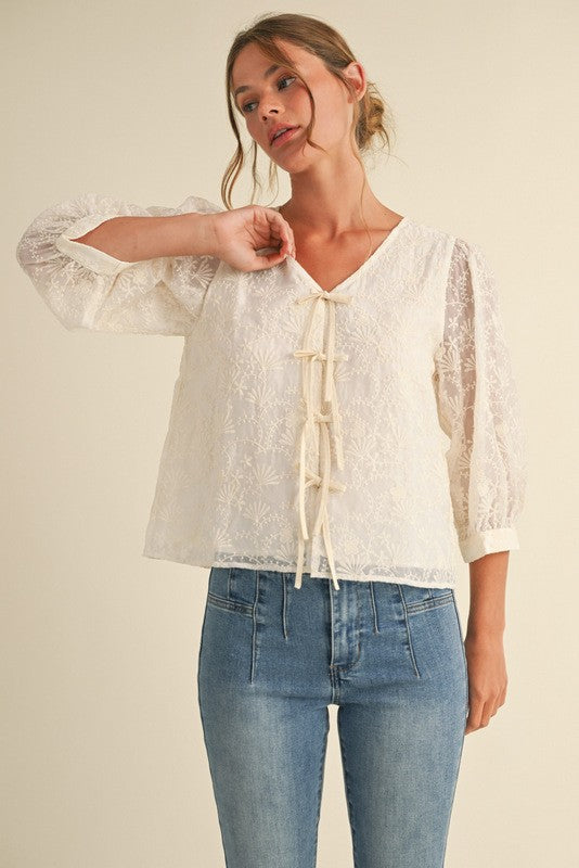 Natural 3/4 Sleeved Top