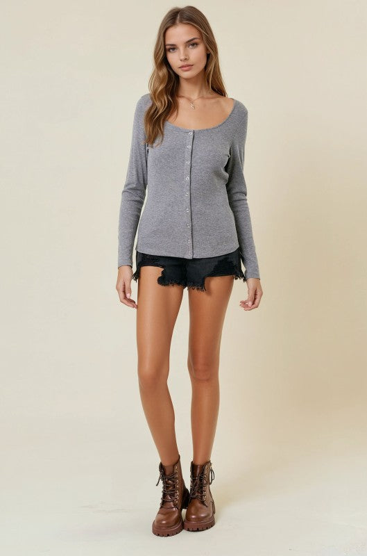 Dk Grey Button Up