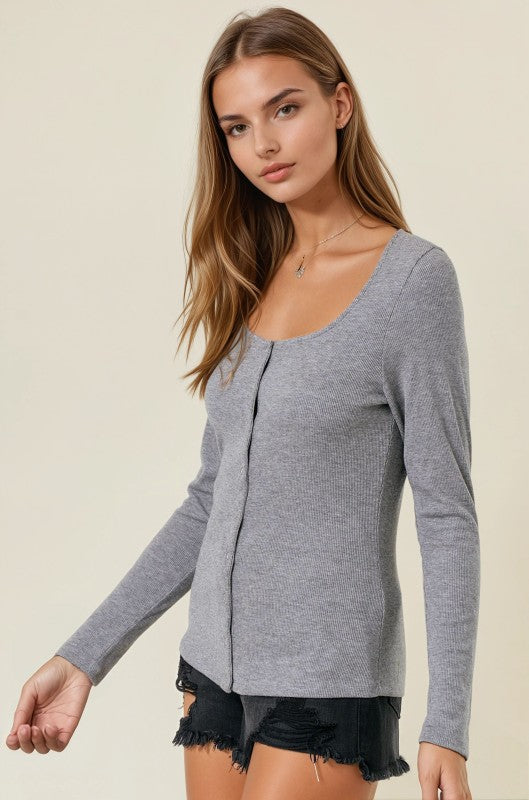 Dk Grey Button Up