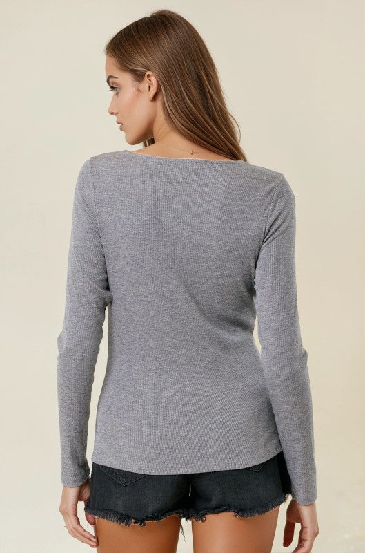 Dk Grey Button Up