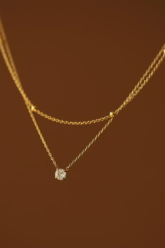 Rhinestone Ball Layered Necklace