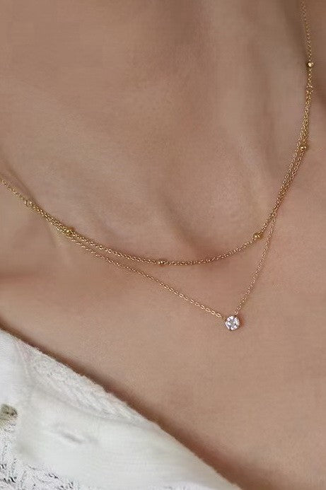 Rhinestone Ball Layered Necklace