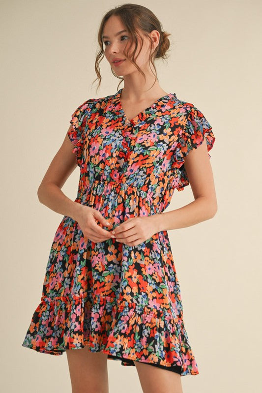 Black Floral Mix Dress